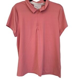 Tommy Bahama Golf Womens Coral Pink Short Sleeve Zip‎ Neck Polo Shirt XL